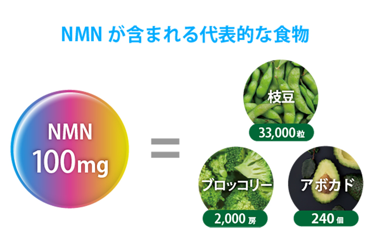 NMNを含む食べ物には枝豆やブロッコリー、アボカドがあるがその量はごくわずか