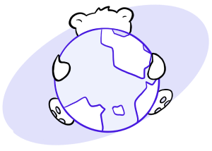 A bear holding the world