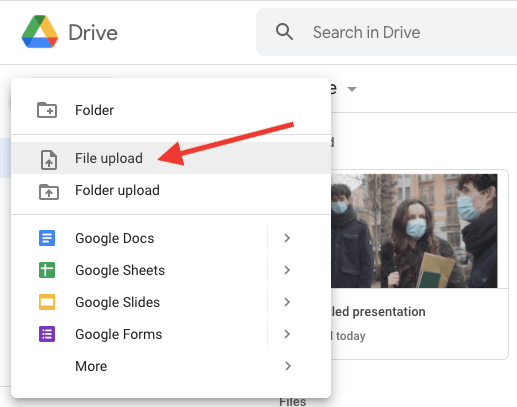 Google Drive File upload