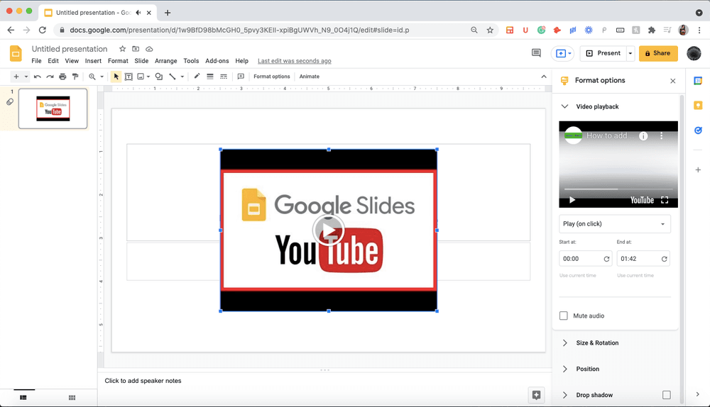 How to Embed a YouTube Video in Google Slides final step