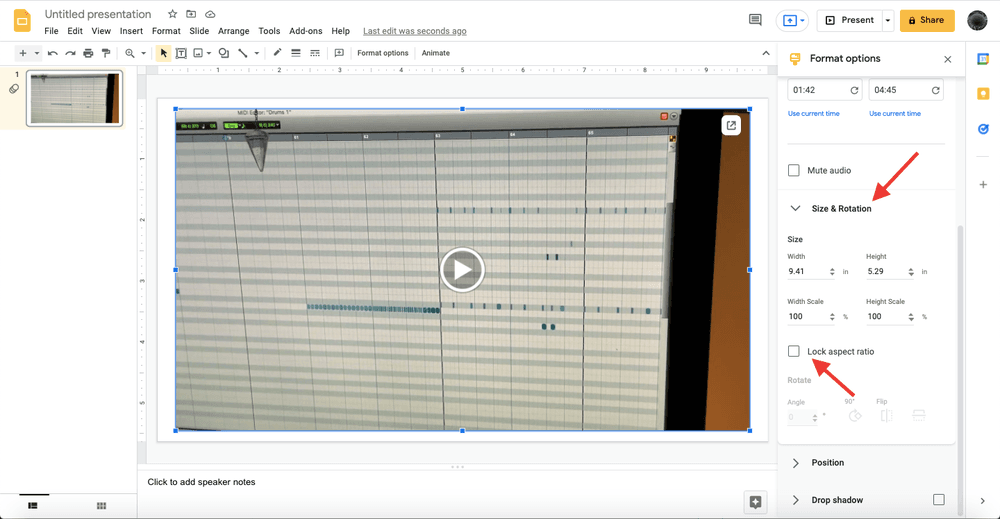 Google Slides Format options