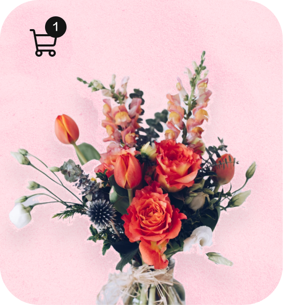Flowers with a shopping cart icon