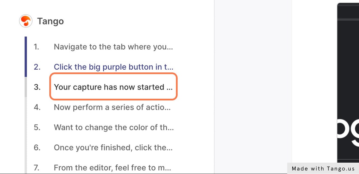 Click on Your capture has now started ✨
