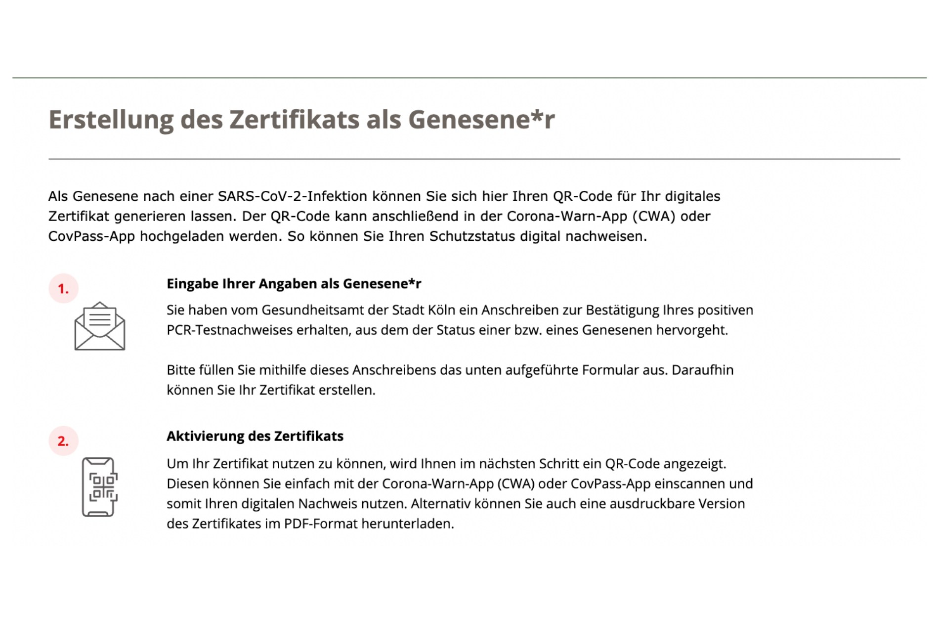 Genesenen Zertifikat Erstellung