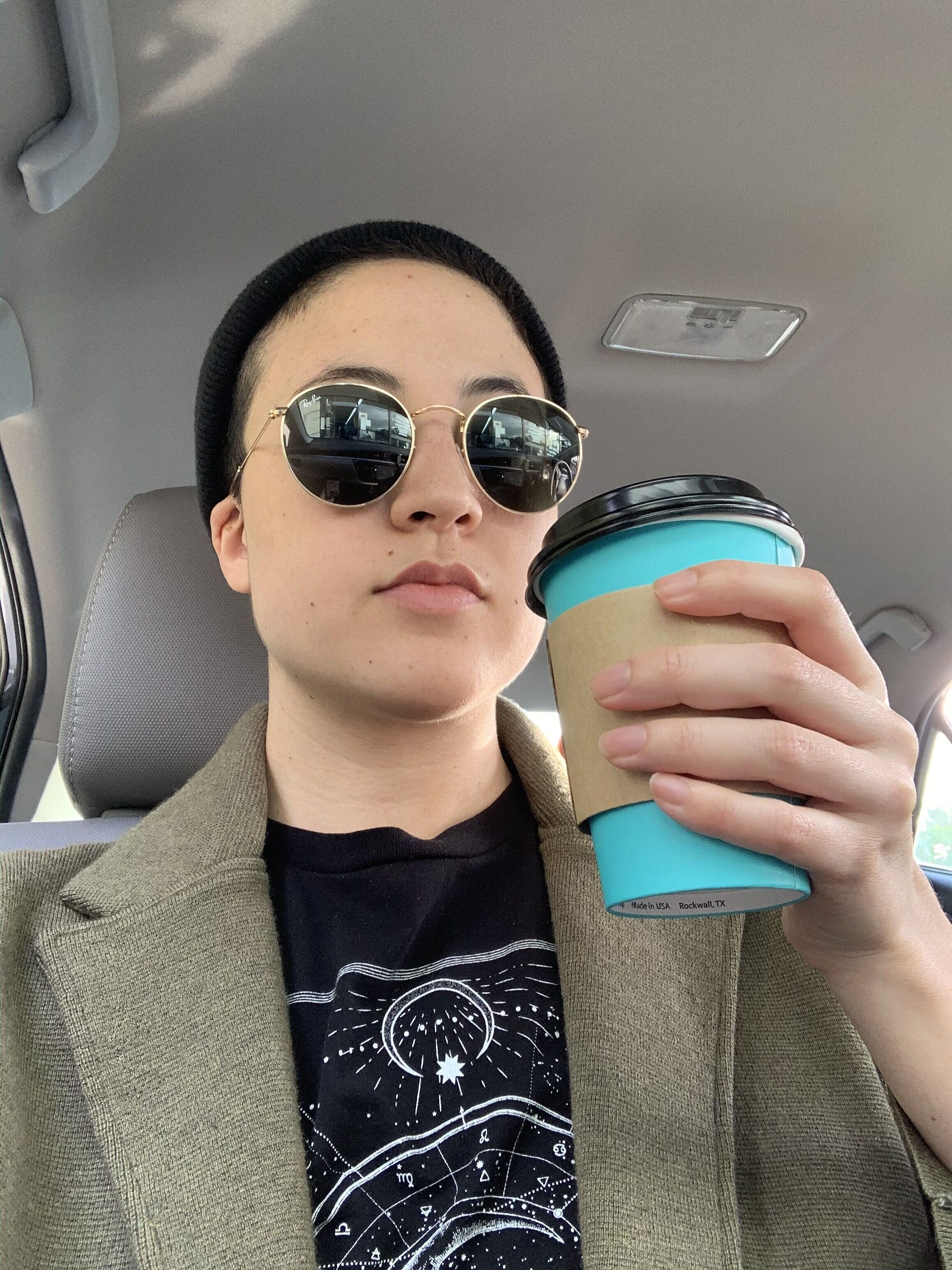 Present-day, queer-presenting, white-ish-passing me.