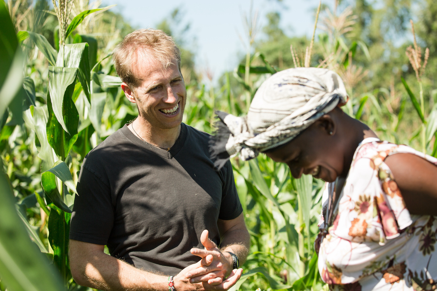 Jake does field visits with Nuru farmers, Kenya