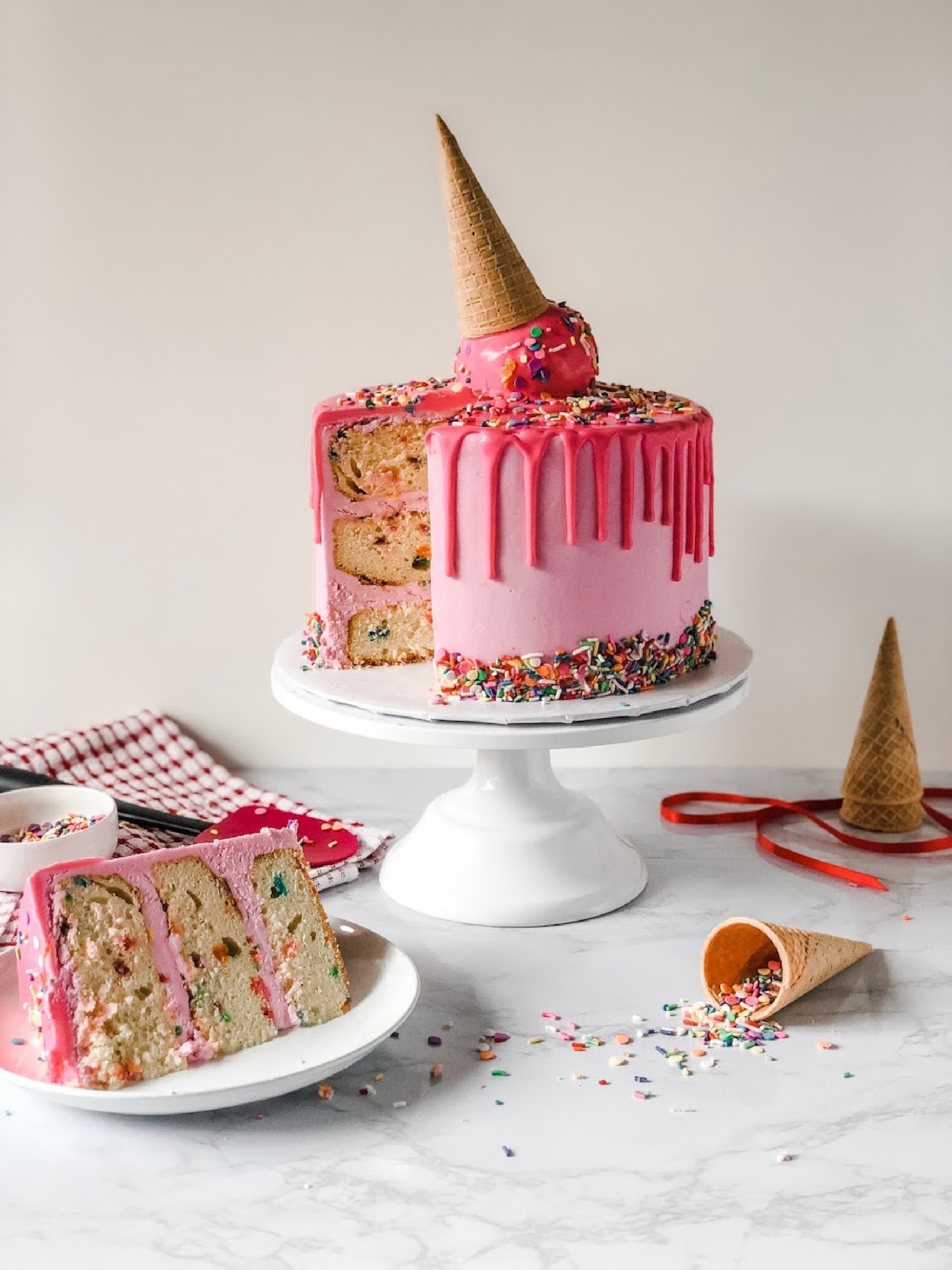 Custom pink ice cream cake
