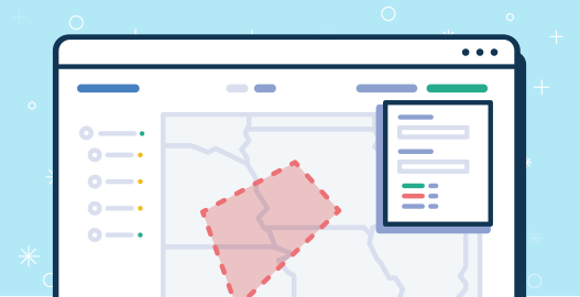 A fullcast.io sales planning UI design illustrating selecting territories on a map