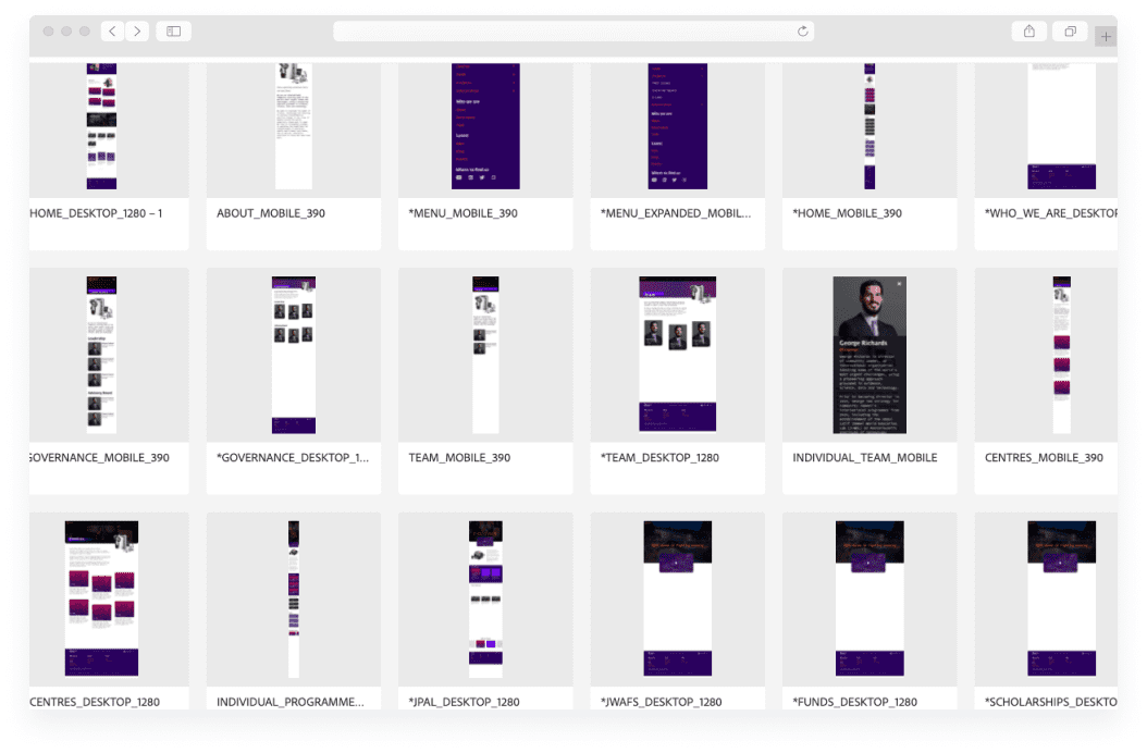Maquette adobe xd du site community jameel pour son projet de refonte