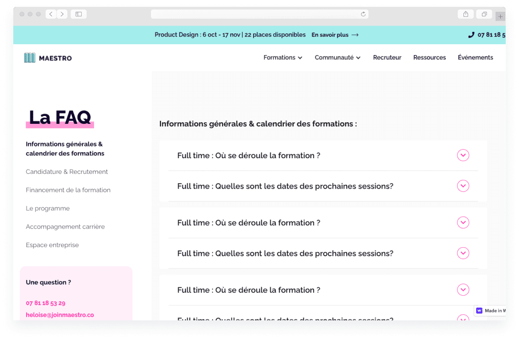 Exemple de page FAQ website