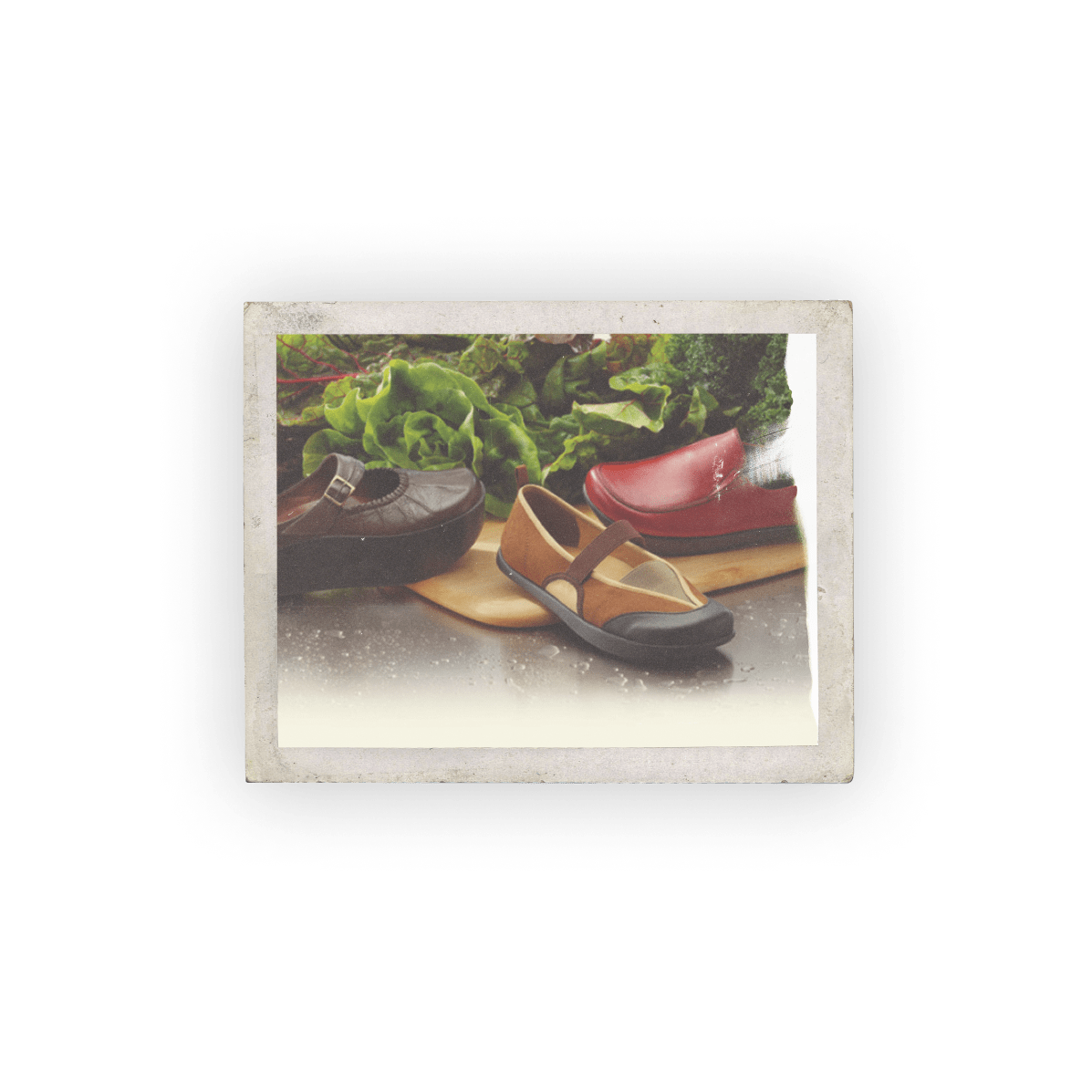 photo of shoes showing water based adhesive