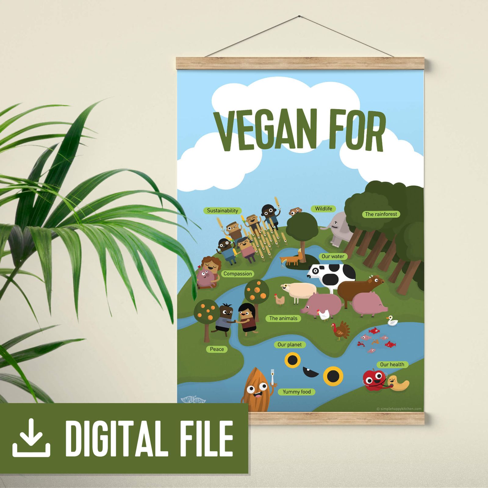 "Vegan For..." | Digital Download Poster