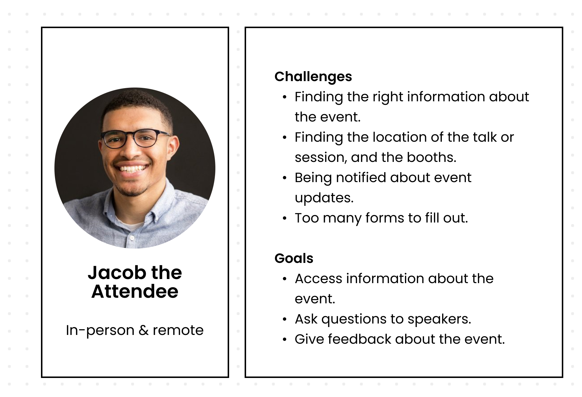 Jacob the Attendee is present in-person or remote