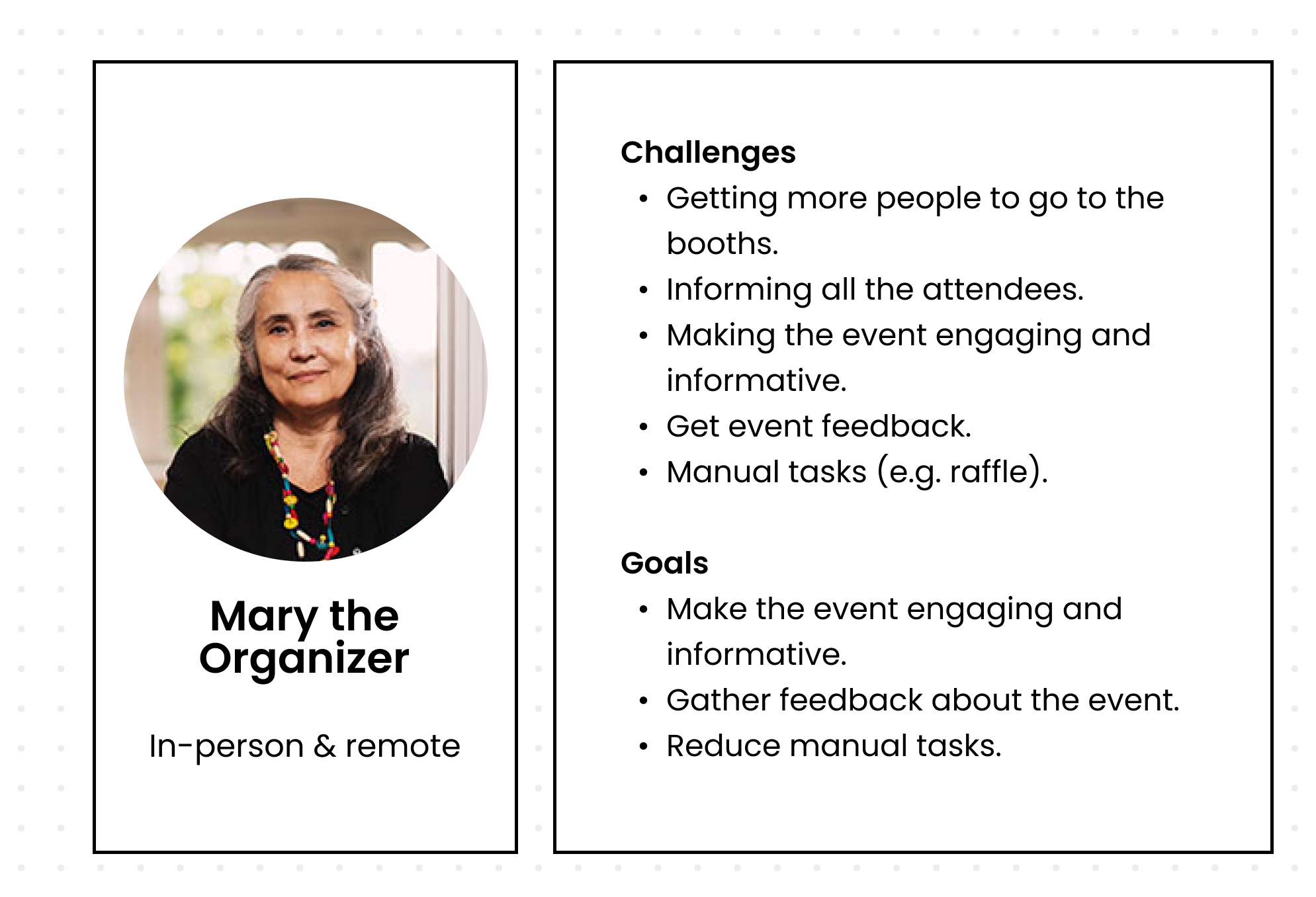 Mary the Organizer is present in-person or remote