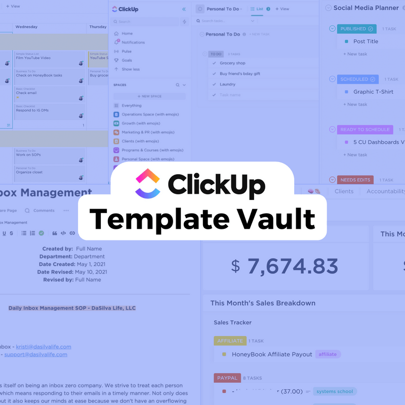 ClickUp Templates ClickUp Template Shop DaSilva Life