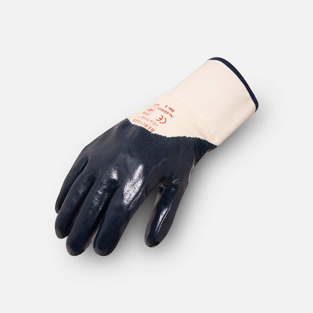 HERCULES Medium Weight Full Dip Nitrile Gloves With Knit Wrist