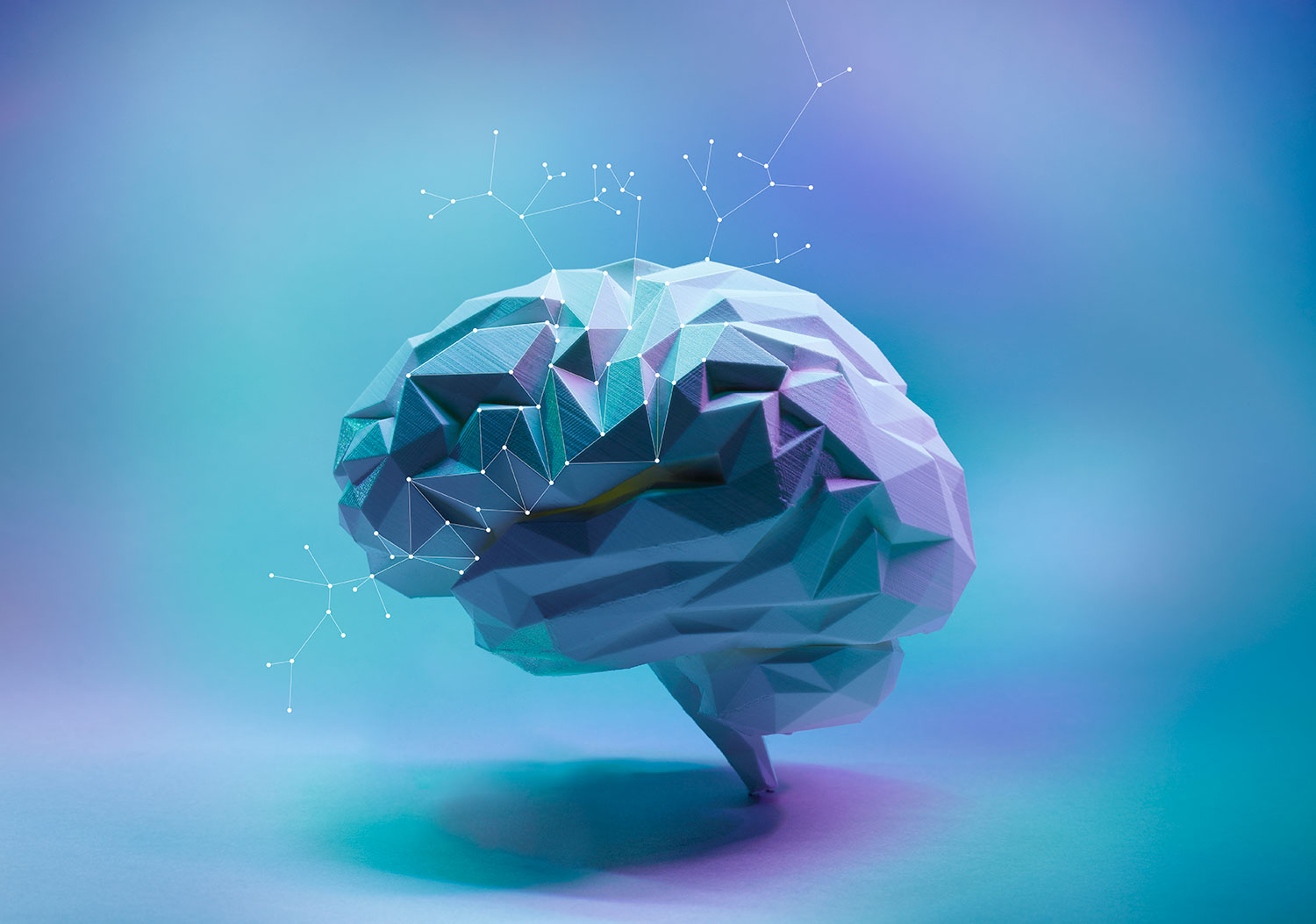 3d rendered brain isolated on a blue background