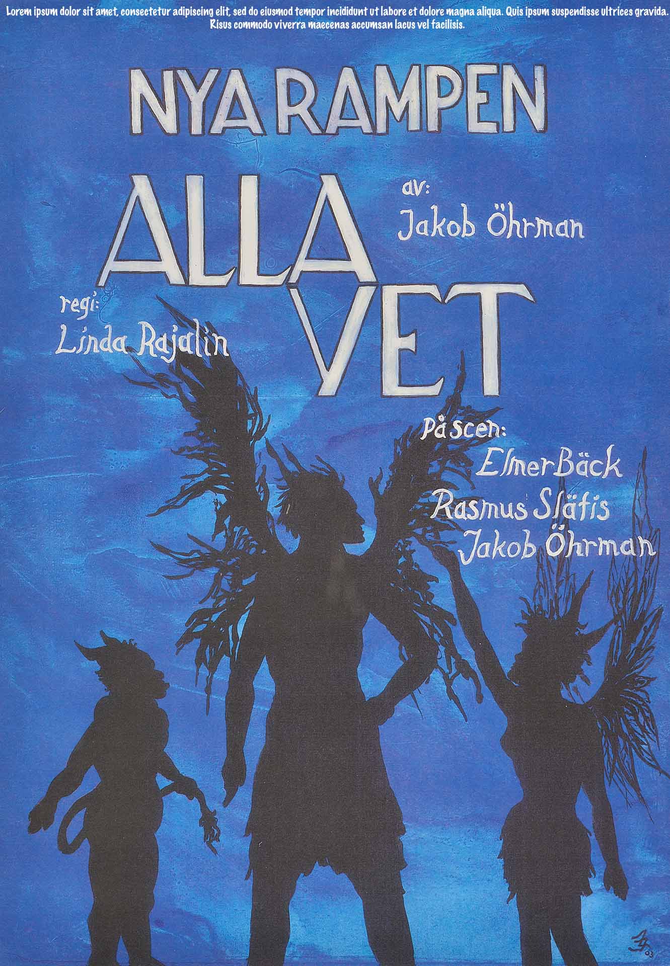 A blue posterimage saying Alla vet
