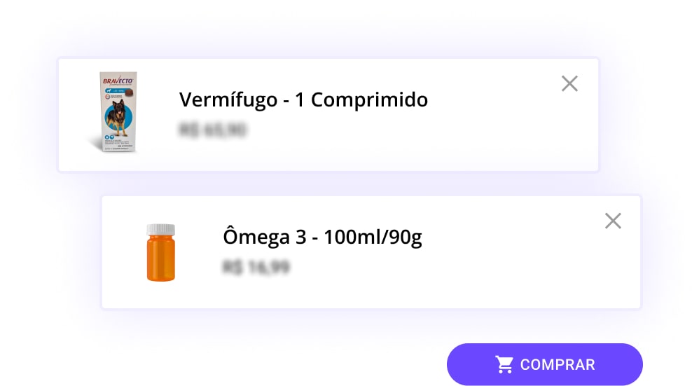 Imagem mostrando um vermífugo e um ômega 3