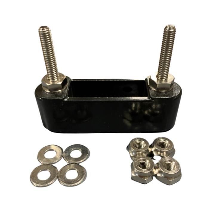 Block Terminal 23/8" W/2 Flat Washers & Clamp Nuts, 4 Binding Nuts