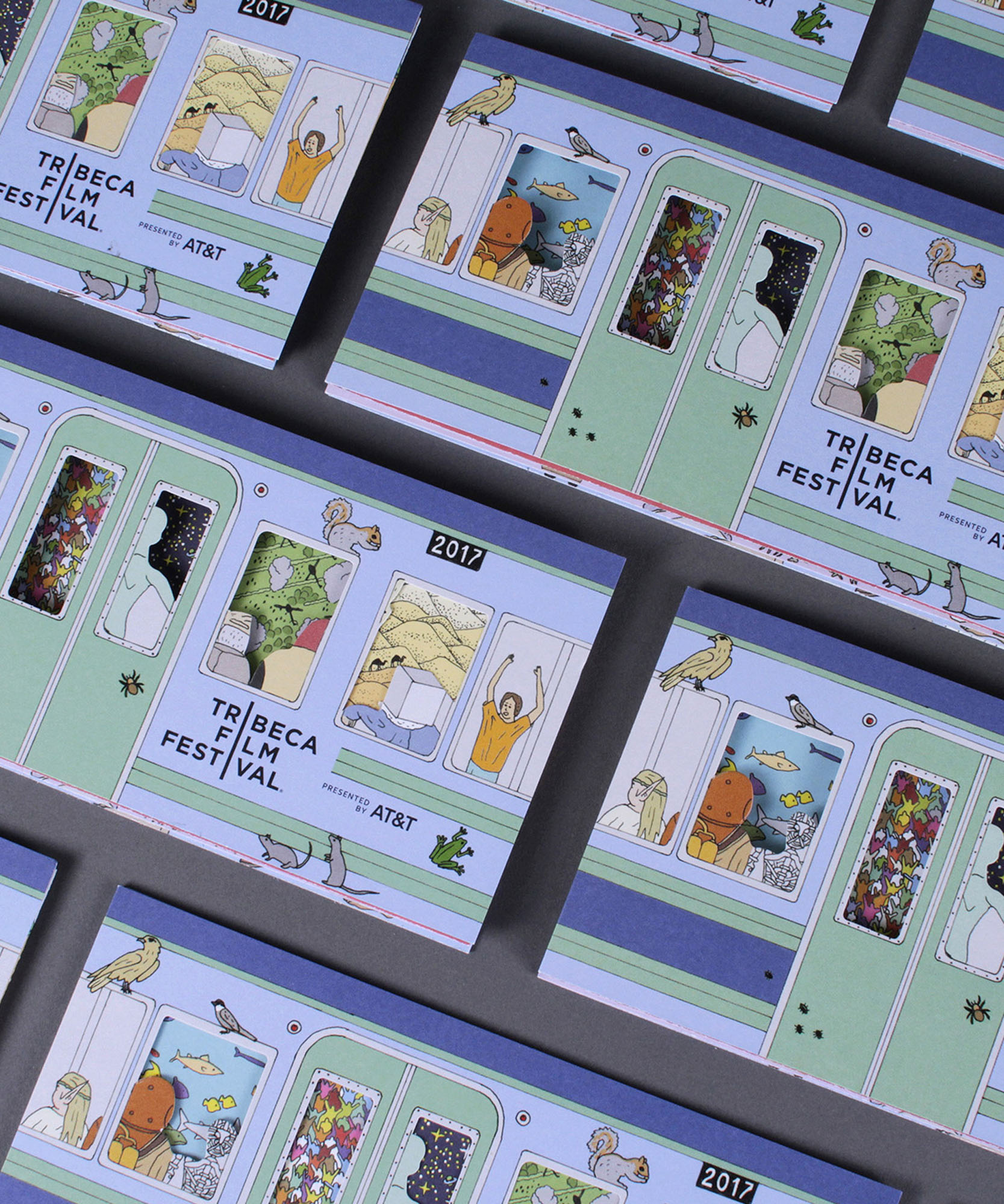 a photo of multiple booklets with subway characters