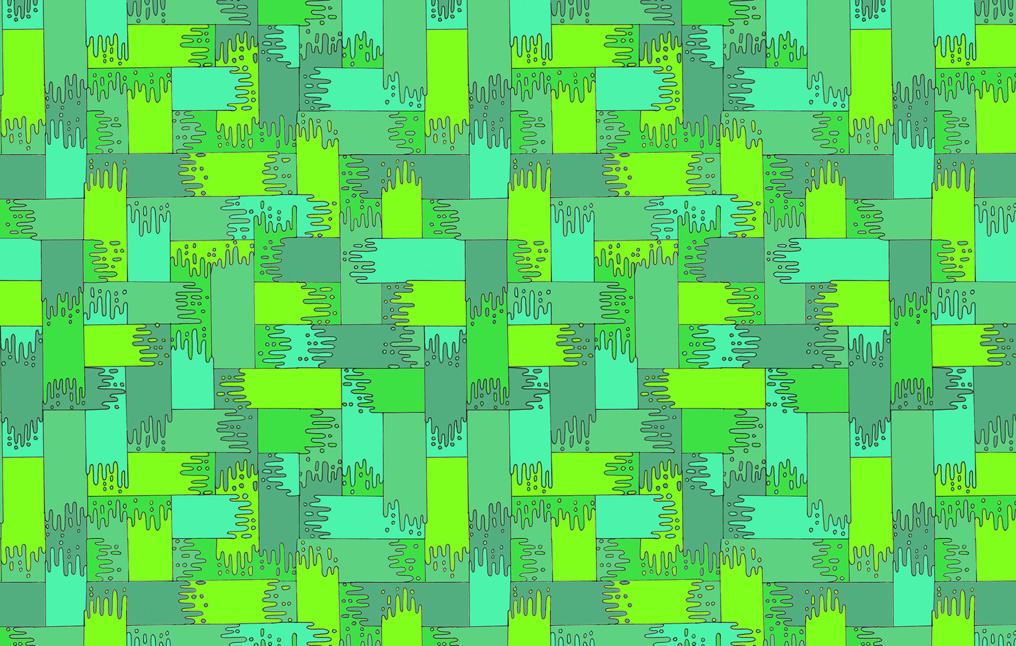 a green and blue abstract illustration