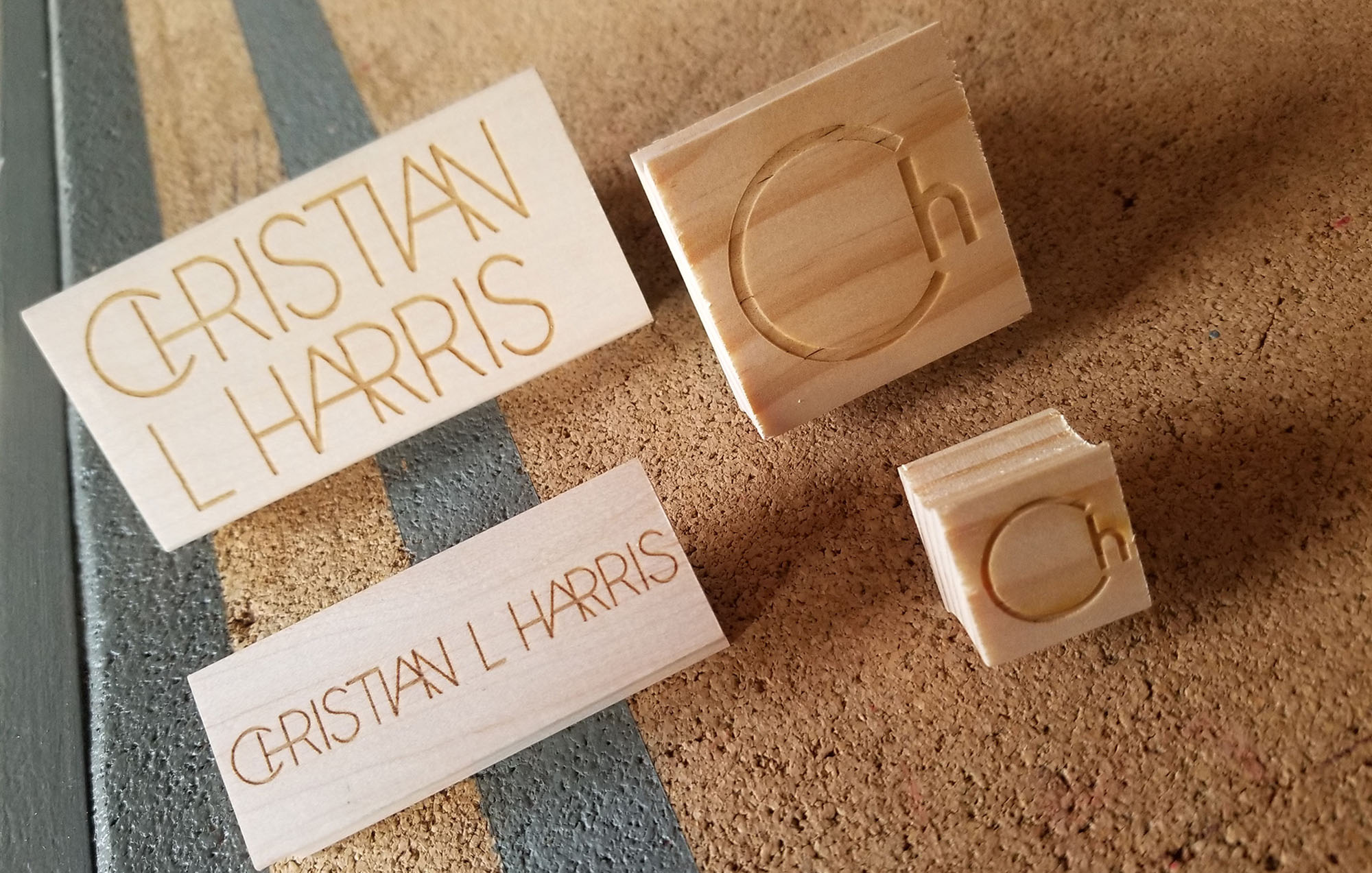 Christian L harris logo on wood carved pieces