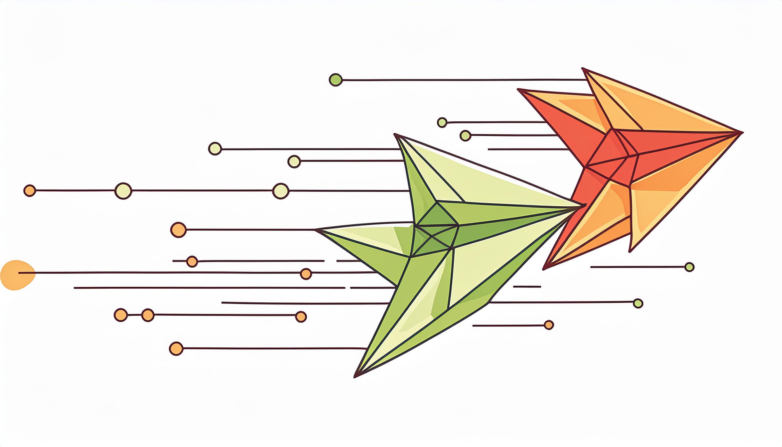 Abstrakte geometrische Formen in Bewegung, die schnelle und dynamische Motion Graphics darstellen.