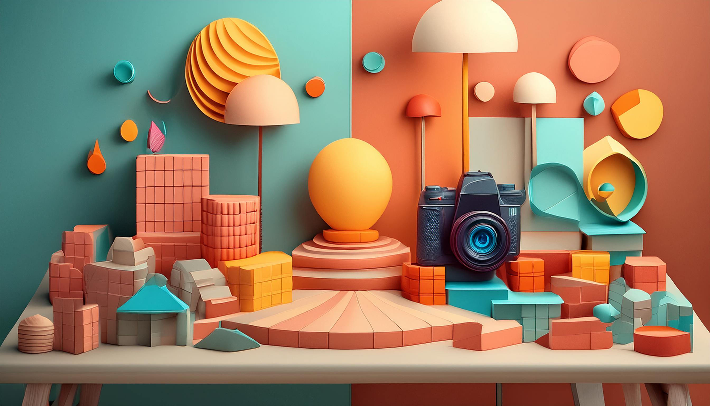 Kreativer Stop-Motion-Arbeitsplatz mit verschiedenen Materialien