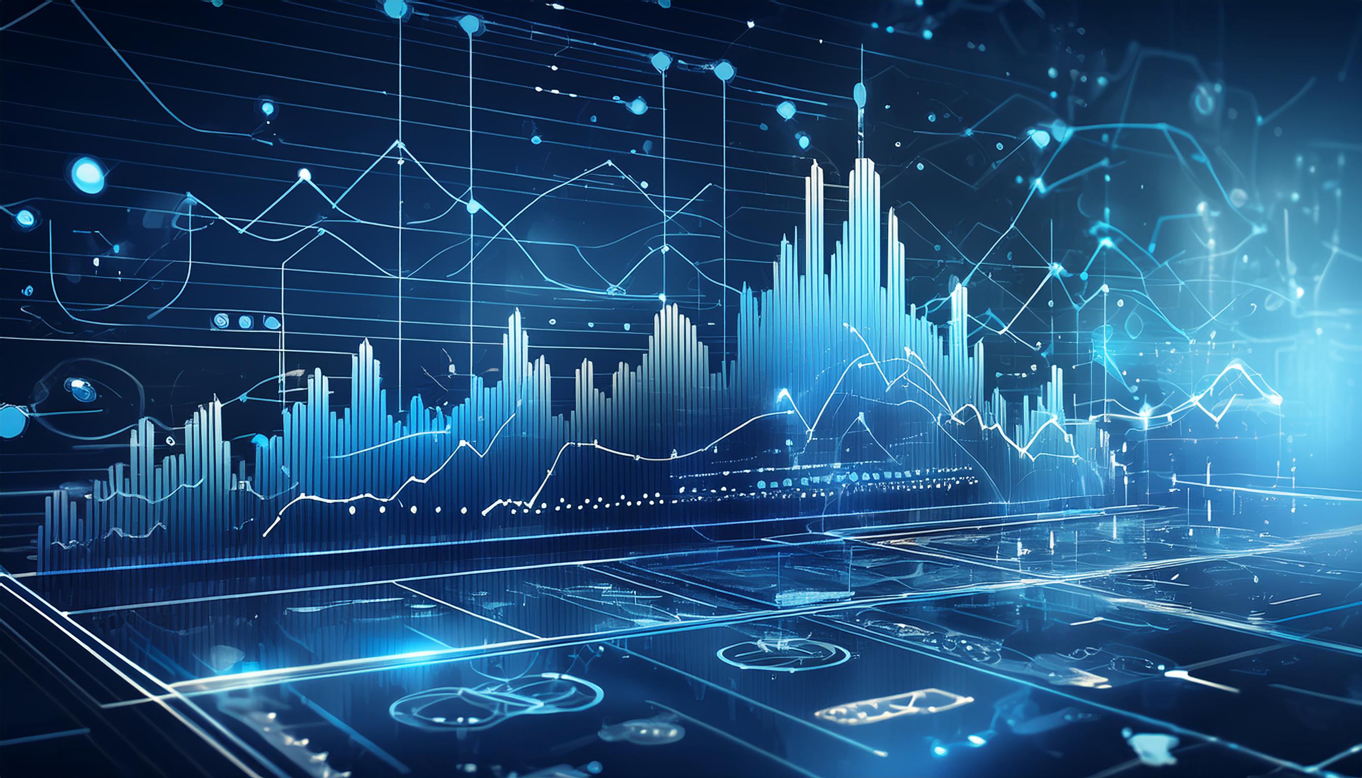 Stilisiertes Dashboard voller Datenvisualisierungen wie Balkendiagramme, Liniendiagramme und Tortendiagramme. Die Grafik zeigt die analytischen Tools und die Darstellung von Daten, die Einblicke in die Marketing-Performance geben.