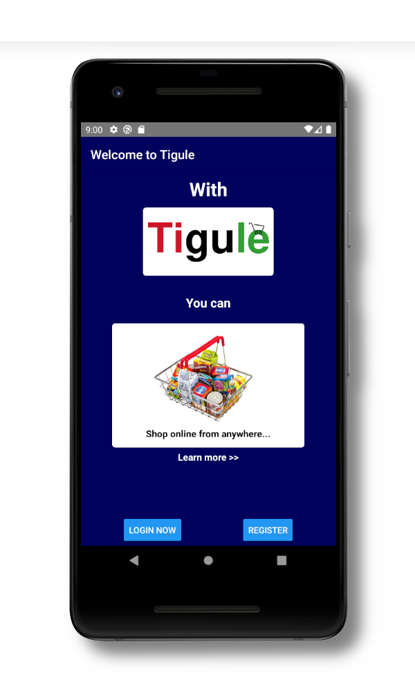 Tigule mobile app welcome screen animation slide 1