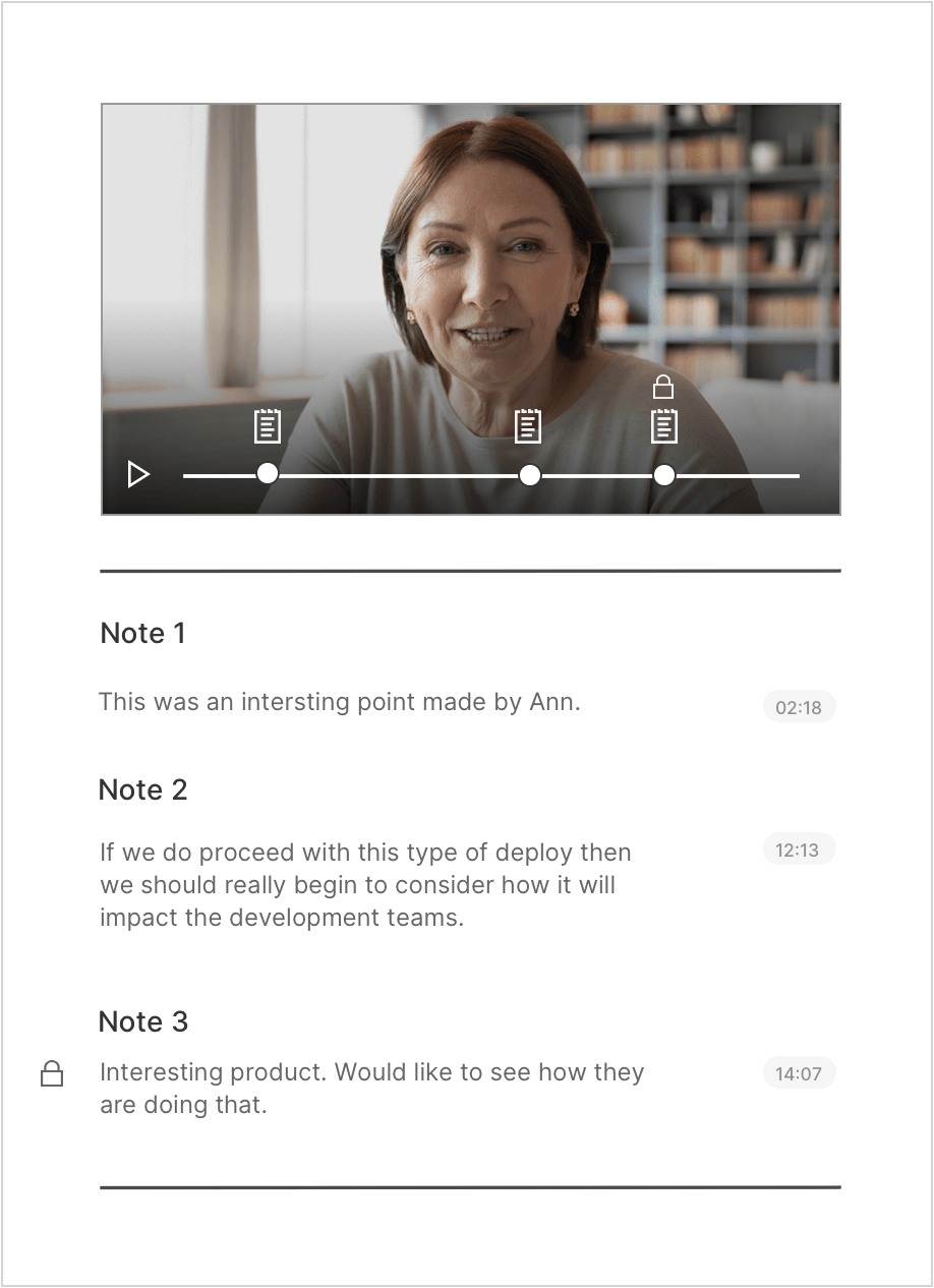 During Meeting Page: Simple, searchable timestamped notes