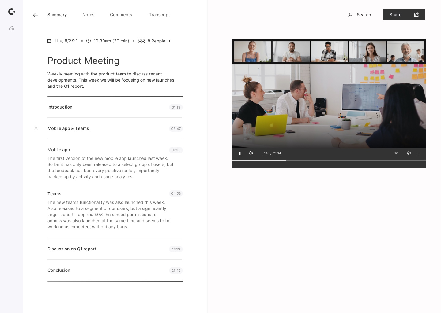 Post-Meeting Page automatically summarizes your meetings into automatic meeting minutes 2.0
