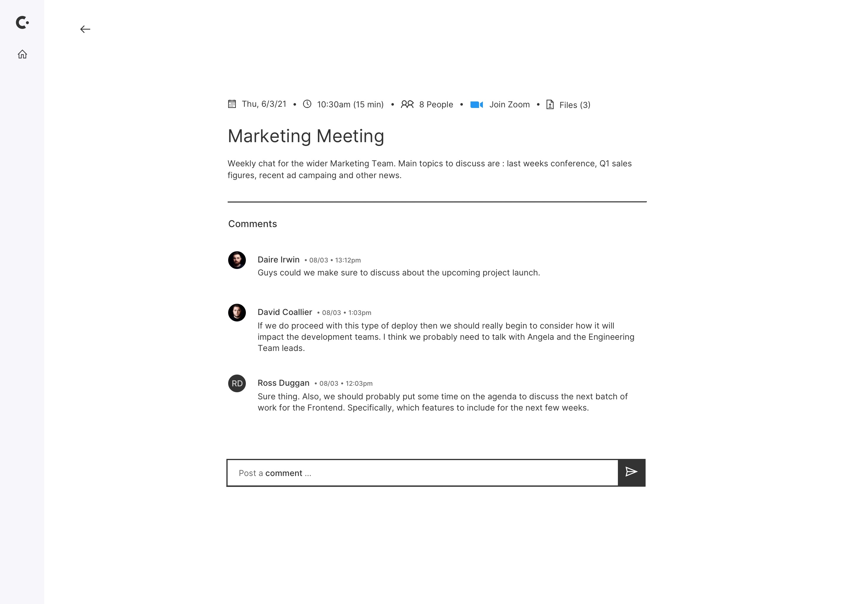 The Pre Meeting Room — Collaborative Agenda, File Sharing, Context and Better Meetings.