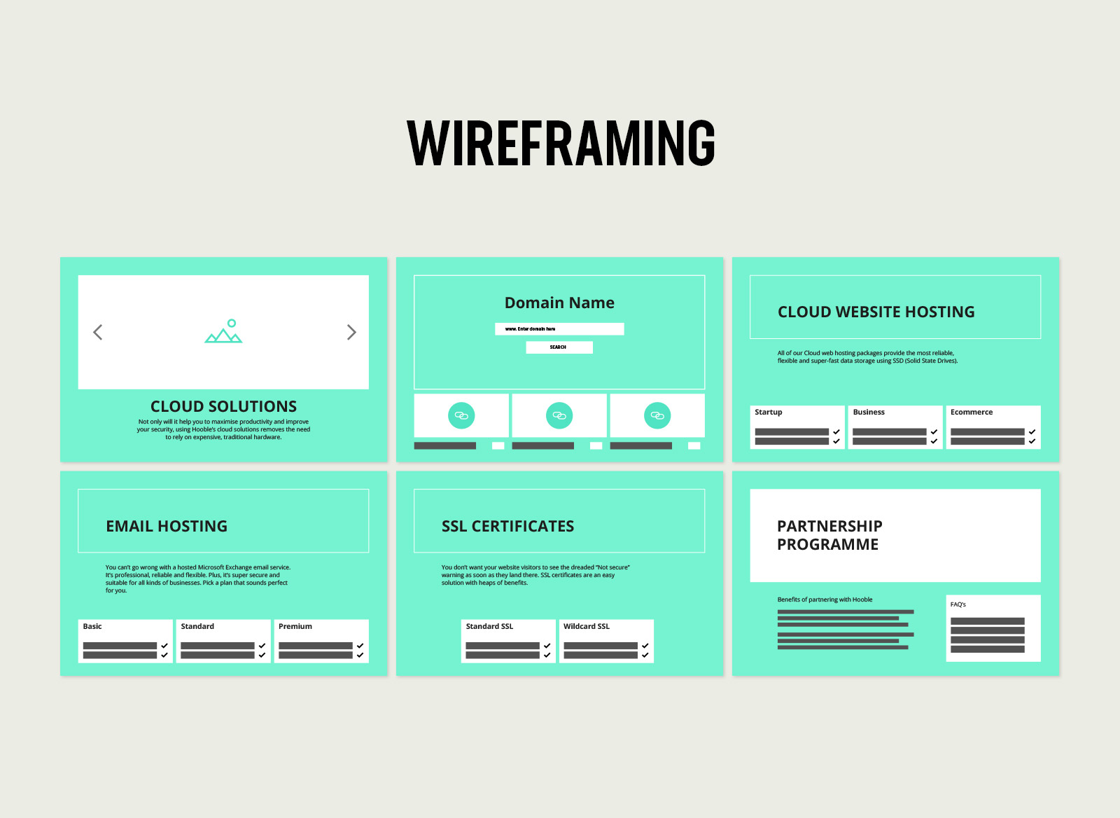 Hooble website wireframes