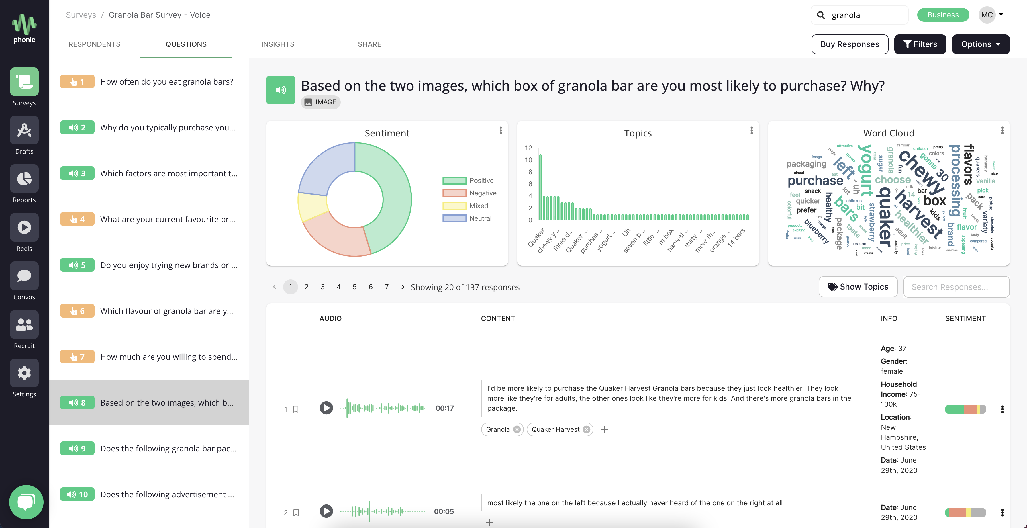 Main Phonic dashboard