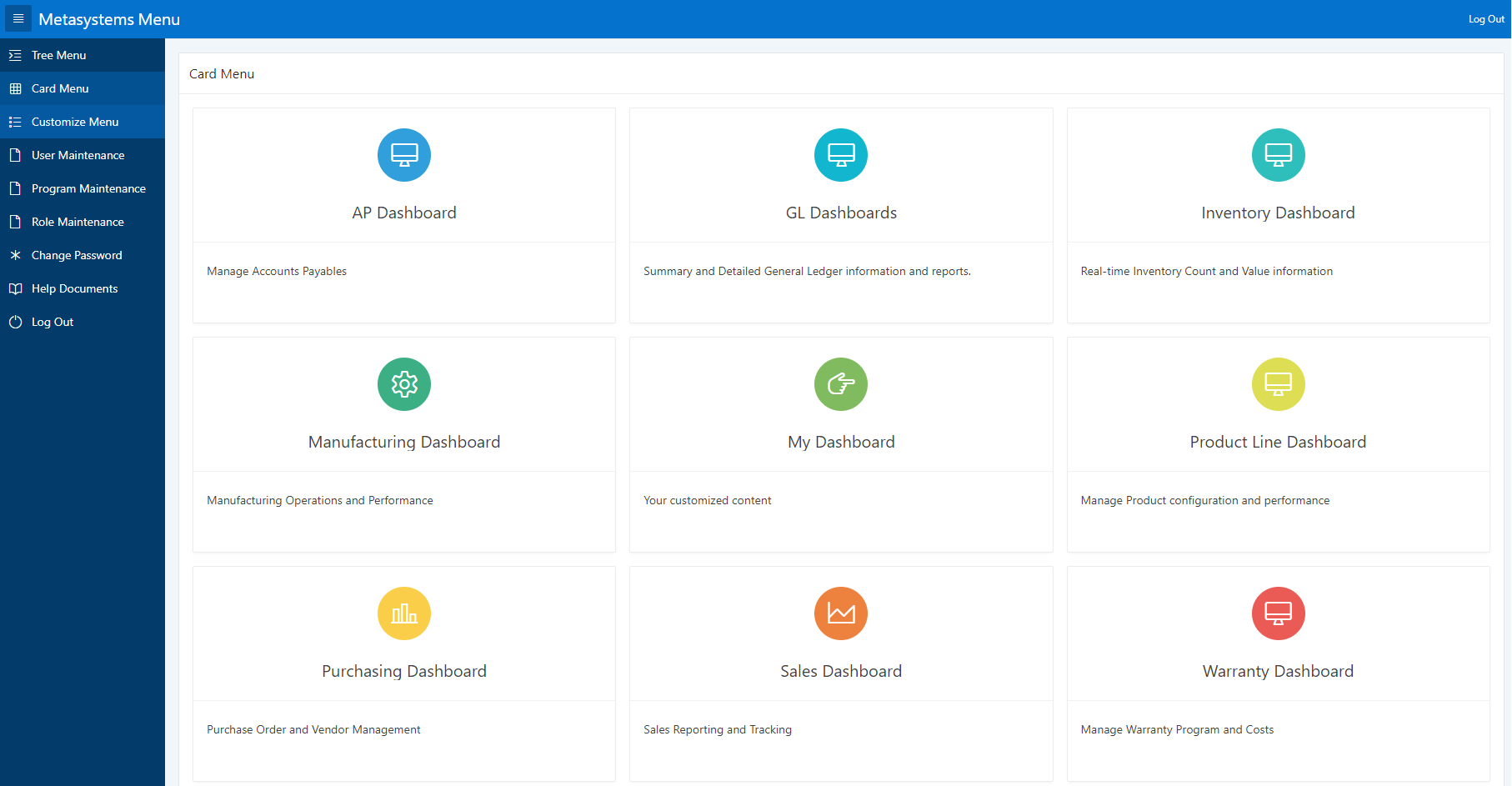 Screenshot of the Metasystems application
