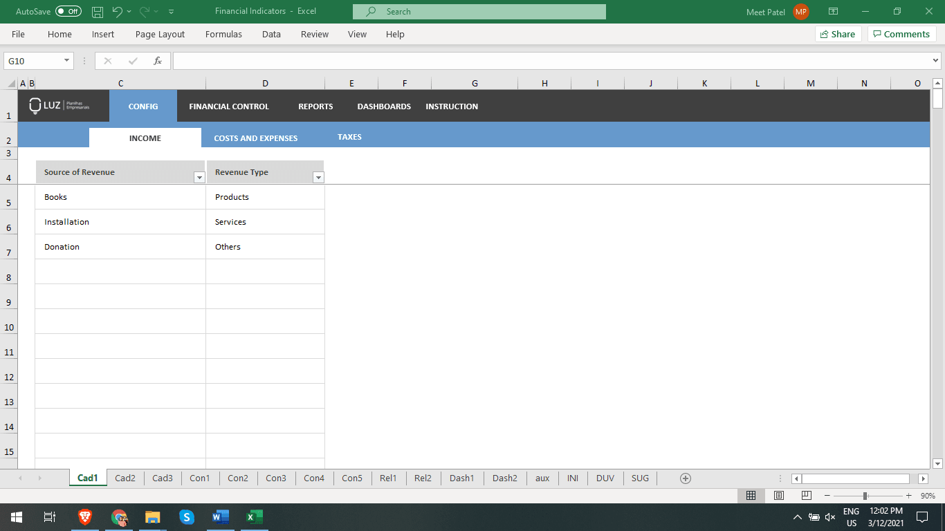 Financial Indicators Excel Spreadsheet Template LUZ Templates