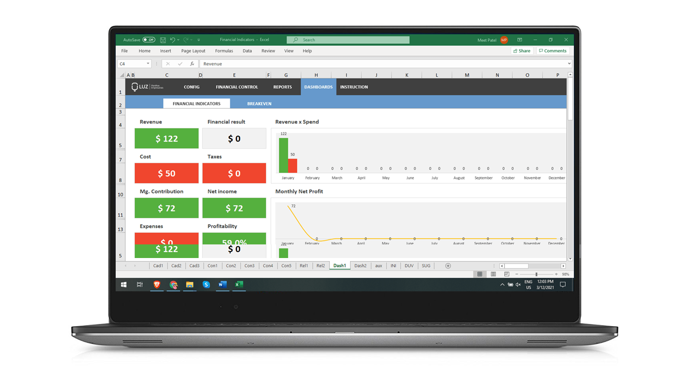 Financial Indicators Excel Spreadsheet Template LUZ Templates