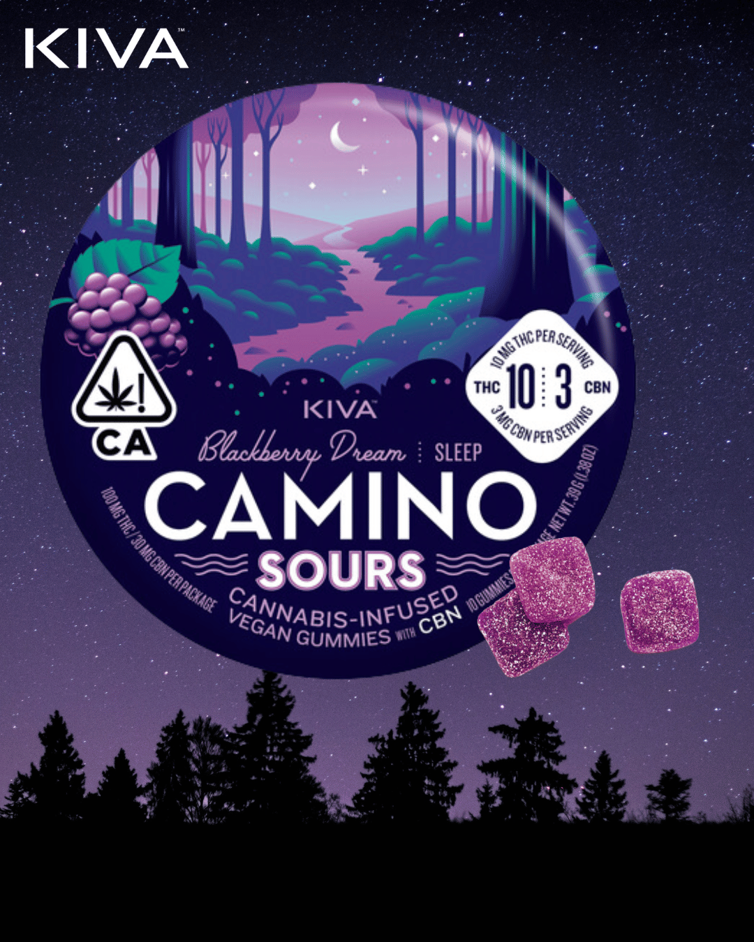 Sour Meets Sweet: A Taste Test of Camino - Kiva's 10:3 Blackberry CBN Sours Gummies