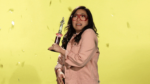 awkwafina trophy gif - award loyalty - customer retention strategy
