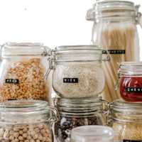 Jar showing cereal and pulses