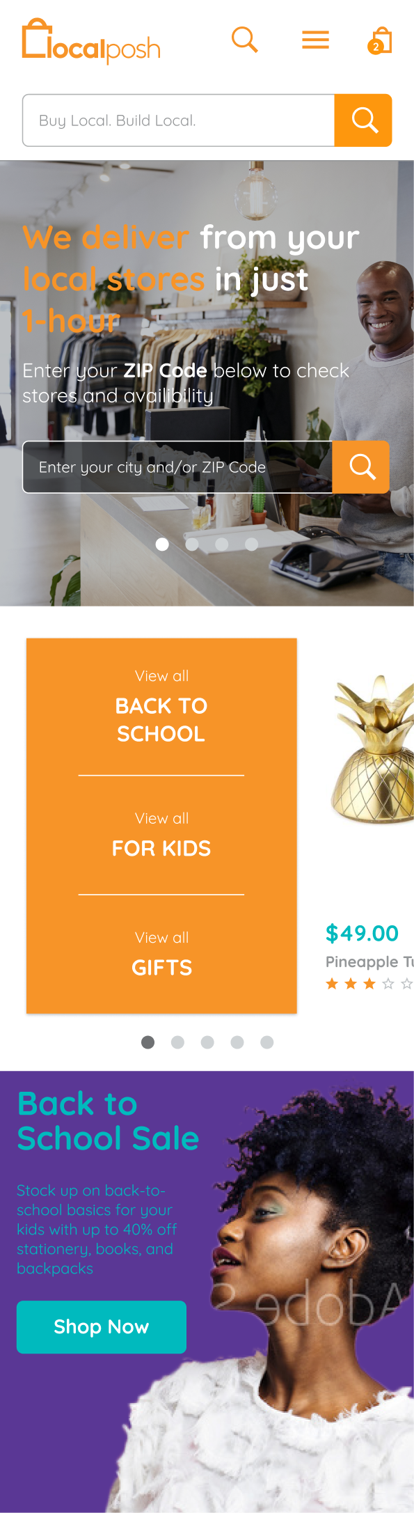 Localposh mobile homescreen