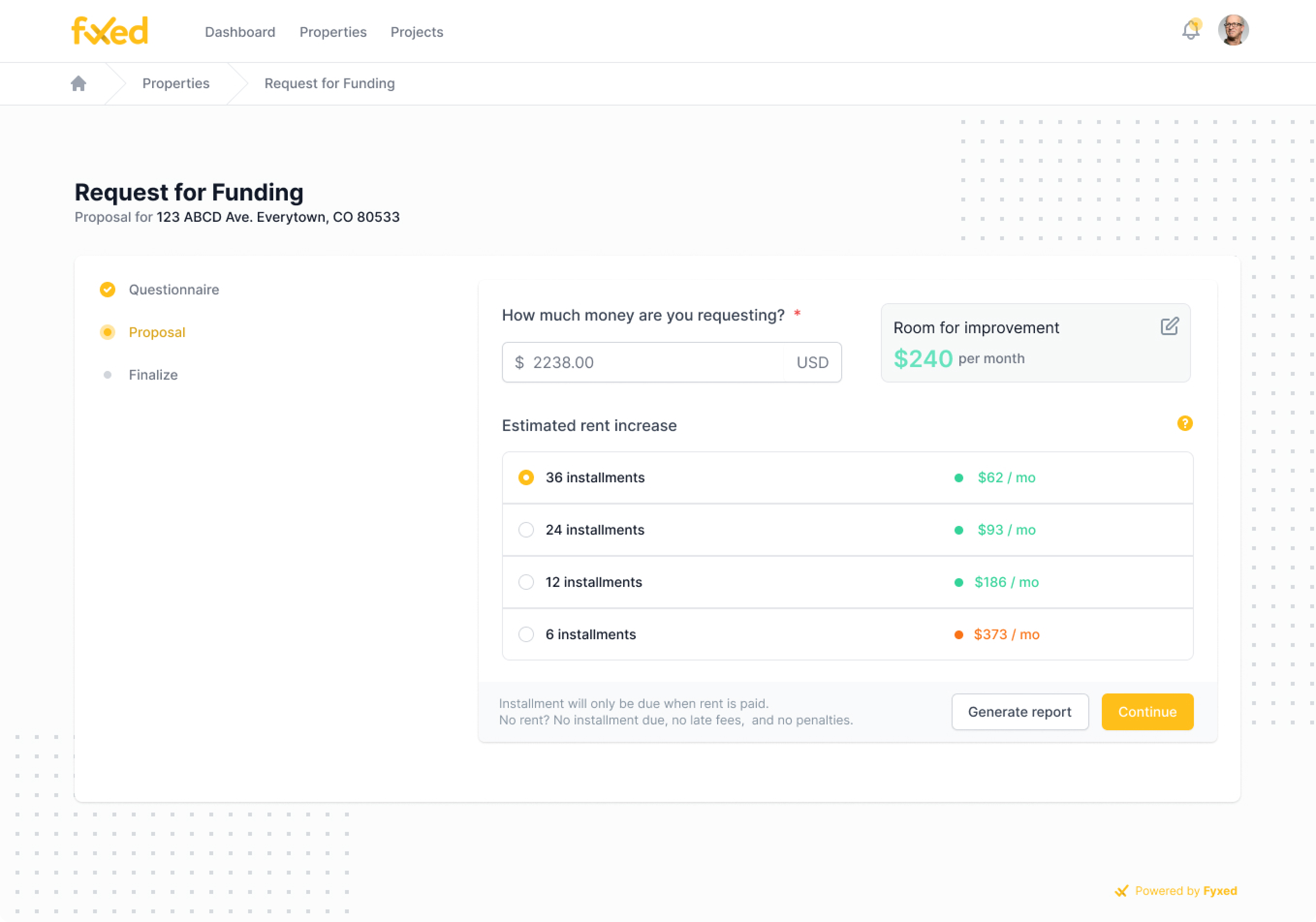 Property Request for Funding