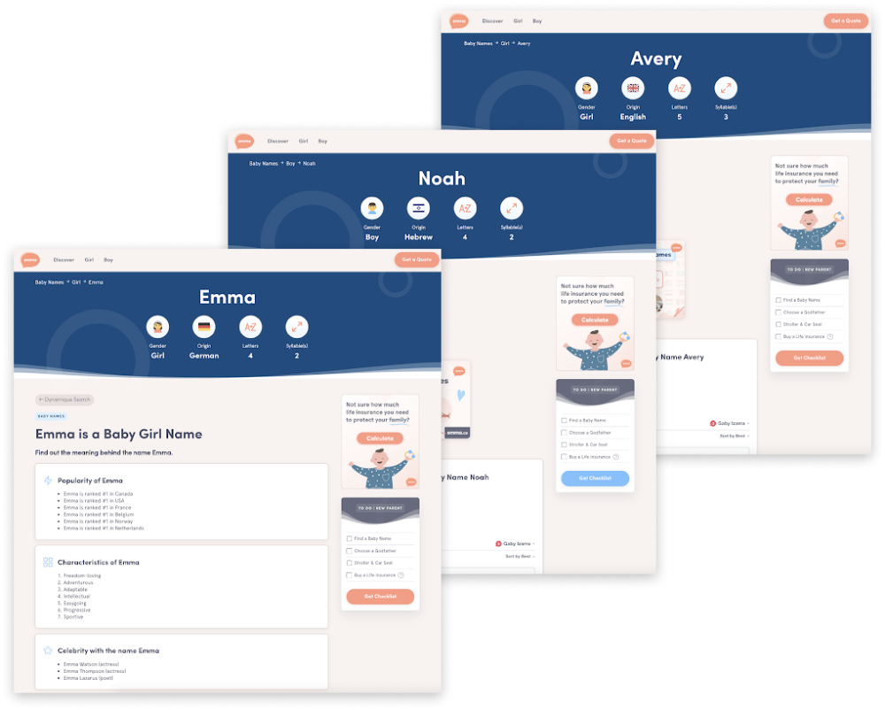 A sample of Emma’s 4000 indexable pages from a CSV import (source: Webflow)