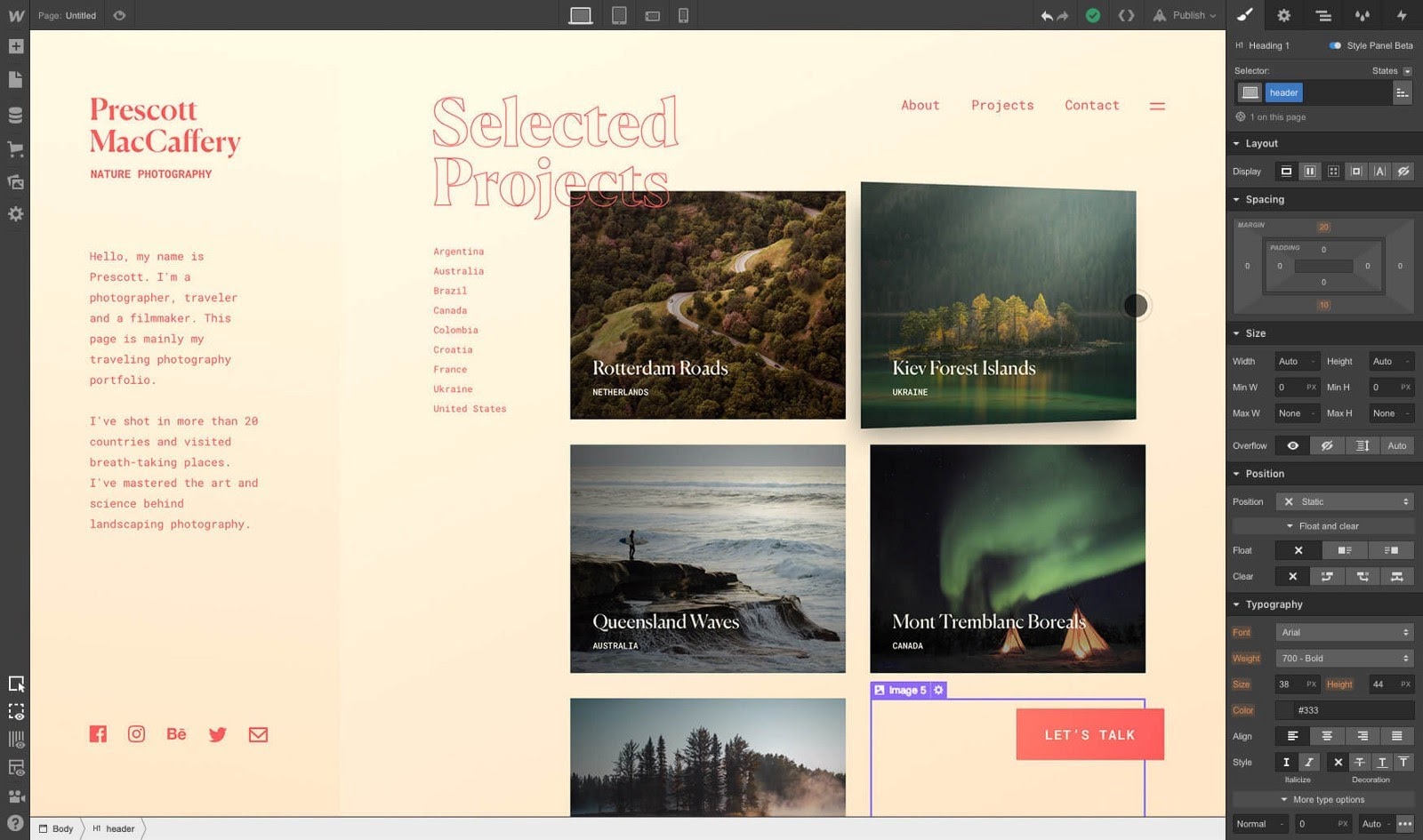 Webflow editor dashboard UI (source: Webflow)