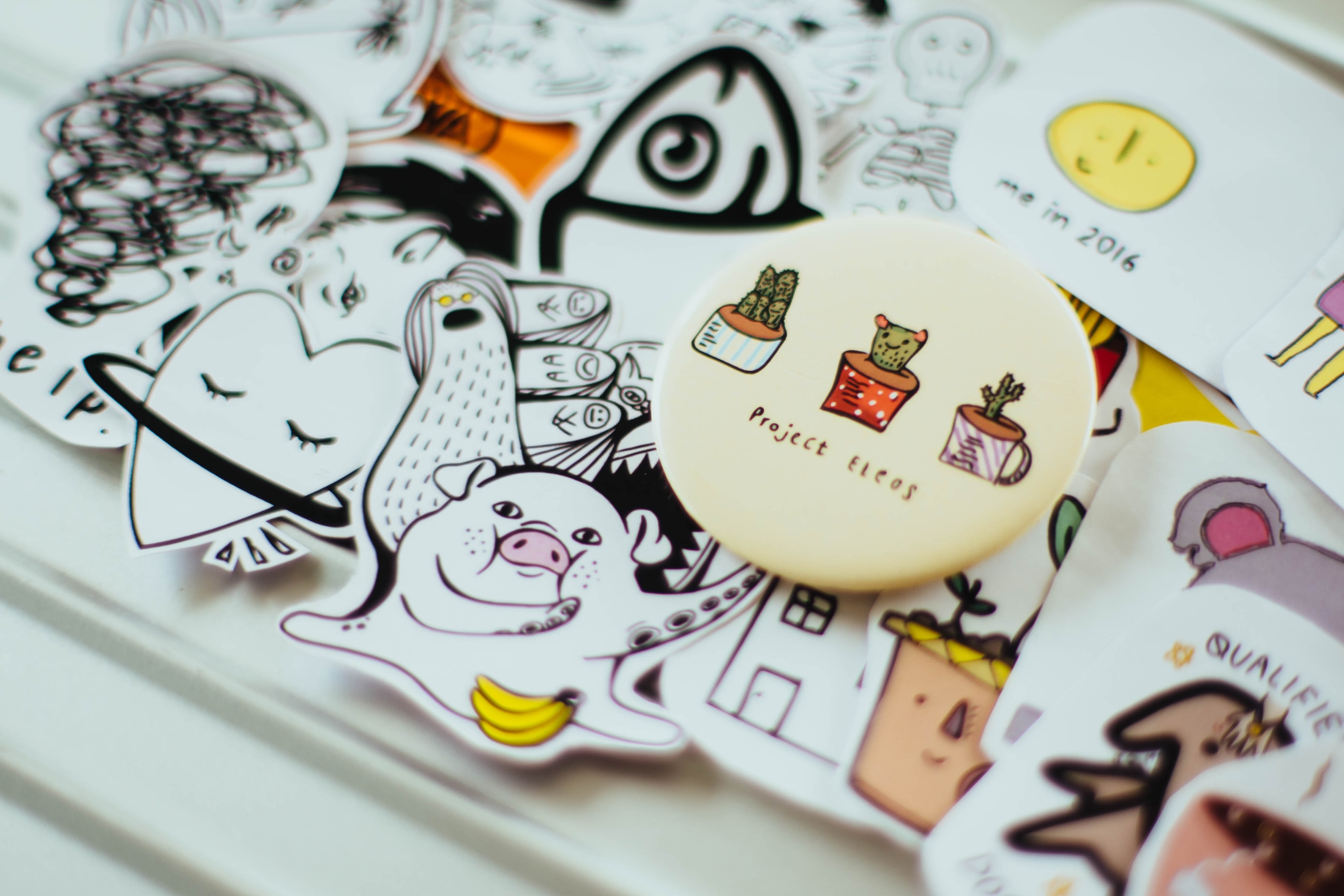 a bung of stickers splayed out 