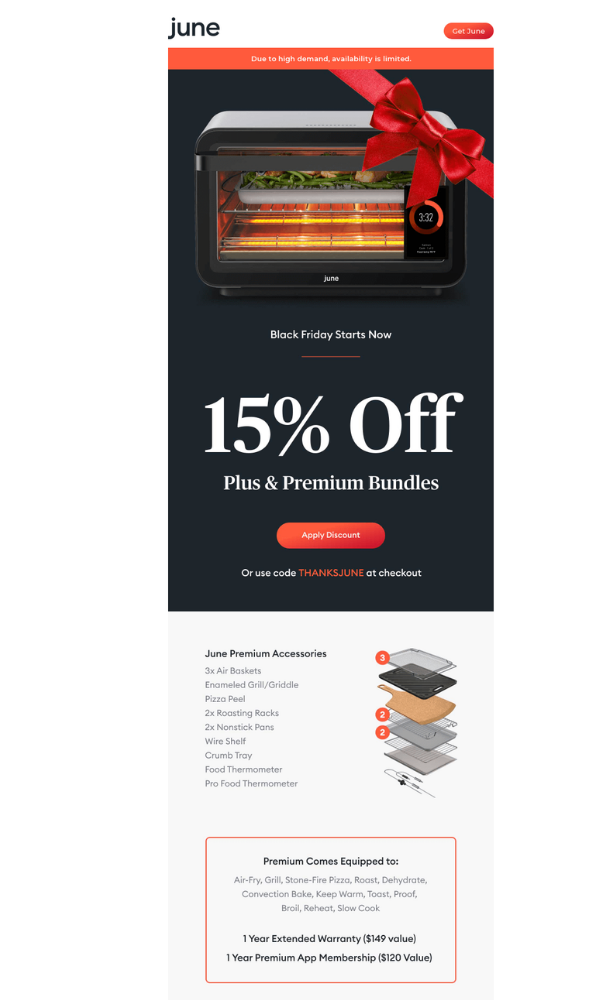 Email marketing example for Black Friday cyber monday