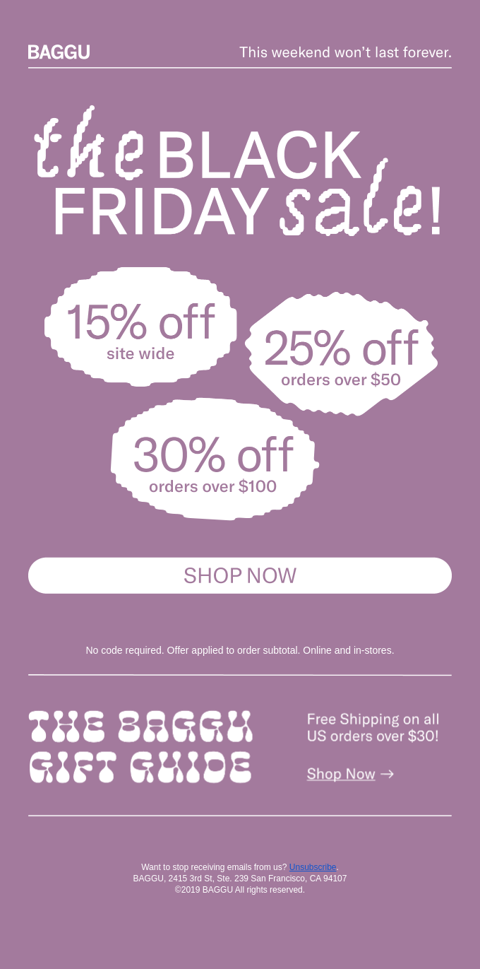 Email Marketing for BFCM - Baggu