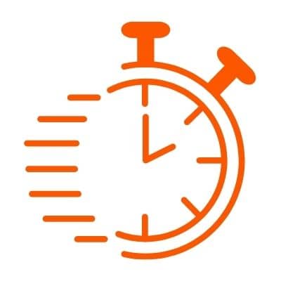 A clock with lines to the left illustrating motion